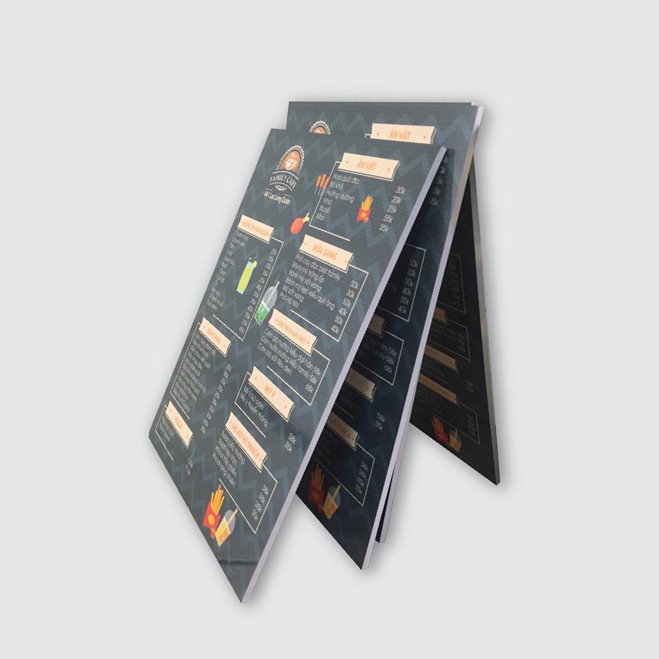 In menu bồi formex - Xưởng in nhanh bình dương